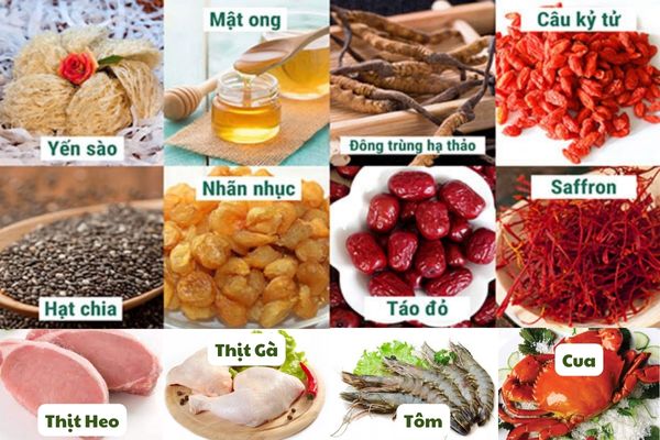 Các nguyên liệu kết hợp với món tổ yến