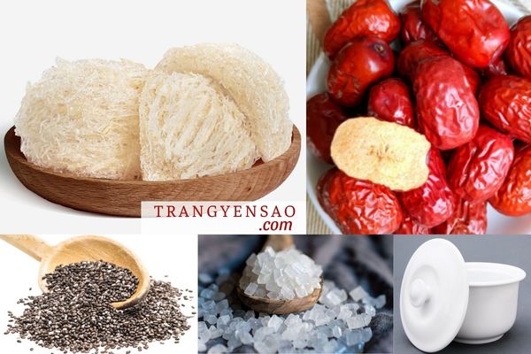 cách chưng yến với táo đỏ hạt chia