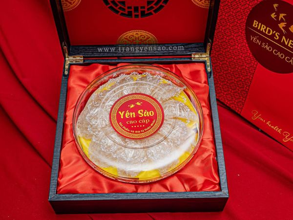 Yến sào quà tặng hộp gỗ màu đỏ - trangyensao.com
