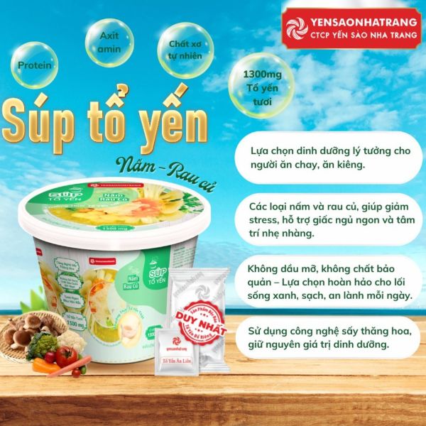 súp tổ yến ăn liền nha trang nấm rau củ